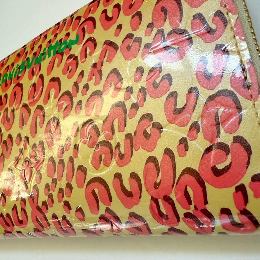 LOUIS VUITTON x STEPHEN SPROUSE CREAM PINK VERNIS LEOPARD ZIPPY LONG WALLET - Picture 5 of 14